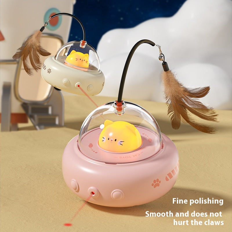 Smart Teaser Cat Toy Electric UFO Cat Teaser Stick with Bell Training Pet Toys Replaceable Feather Interactive Cat Supplies Pet Supplies Pets Products