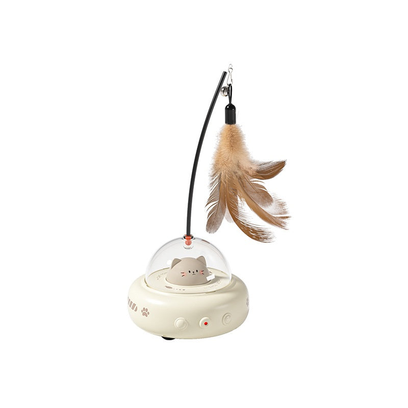 Smart Teaser Cat Toy Electric UFO Cat Teaser Stick with Bell Training Pet Toys Replaceable Feather Interactive Cat Supplies Pet Supplies Pets Products
